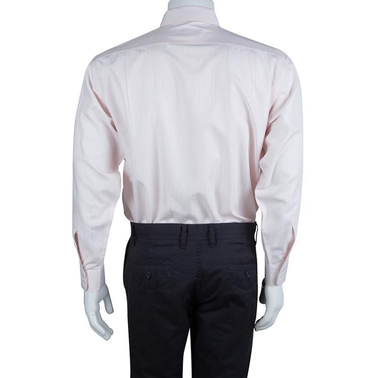 Pre Owned Ermenegildo Zegna Light Pink Striped Long Sleeve Buttondown Shirt XL