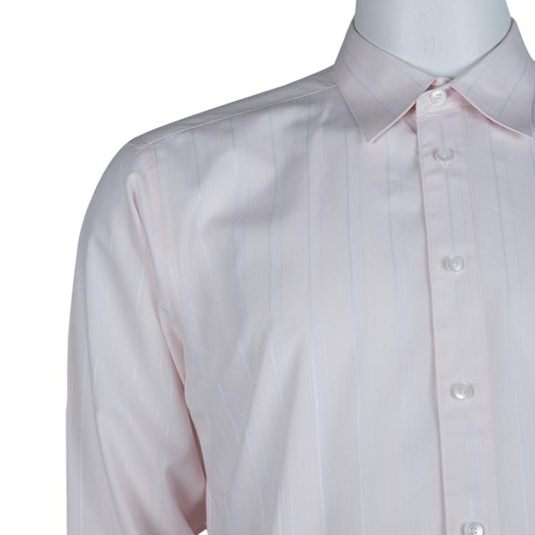 Pre Owned Ermenegildo Zegna Light Pink Striped Long Sleeve Buttondown Shirt XL