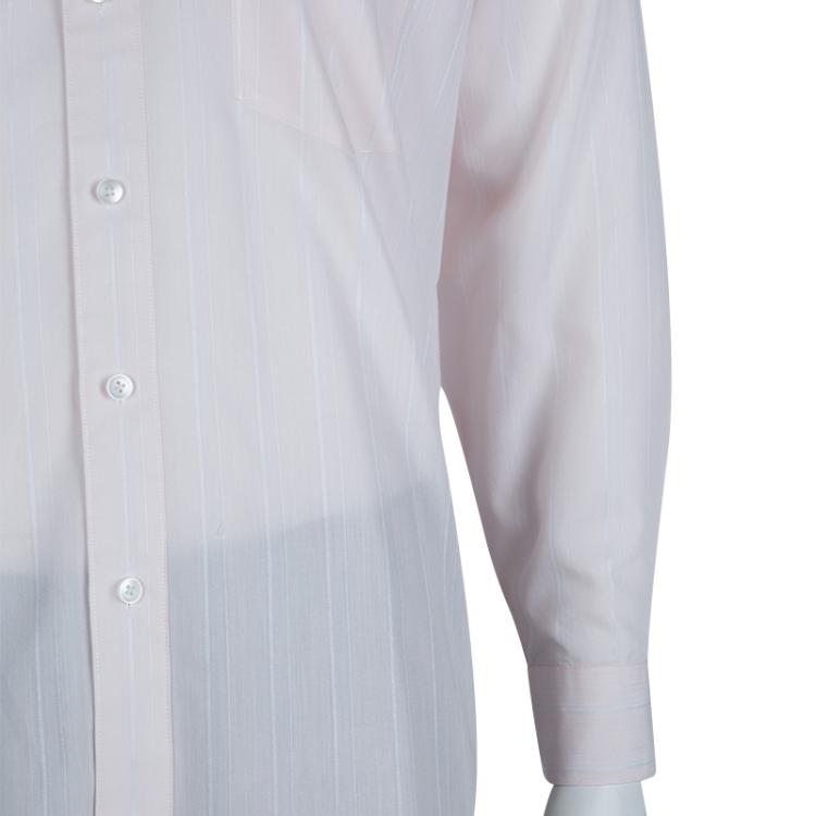 Pre Owned Ermenegildo Zegna Light Pink Striped Long Sleeve Buttondown Shirt XL