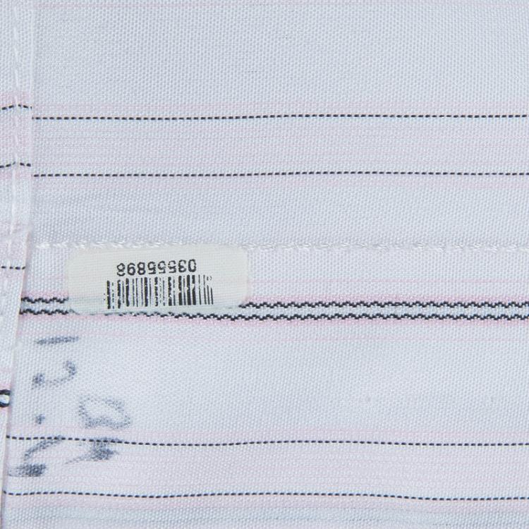 Pre Owned Ermenegildo Zegna White and Pink Long Sleeve Buttondown Cotton Shirt XL
