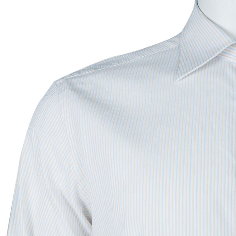 Pre Owned Ermenegildo Zegna Multicolor Striped Long Sleeve Buttondown Cotton Shirt L