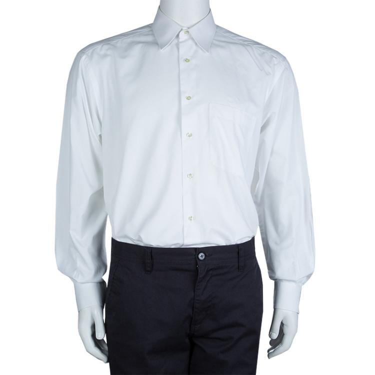 Pre Owned Ermenegildo Zegna White Long Sleeve Buttondown Cotton Shirt L