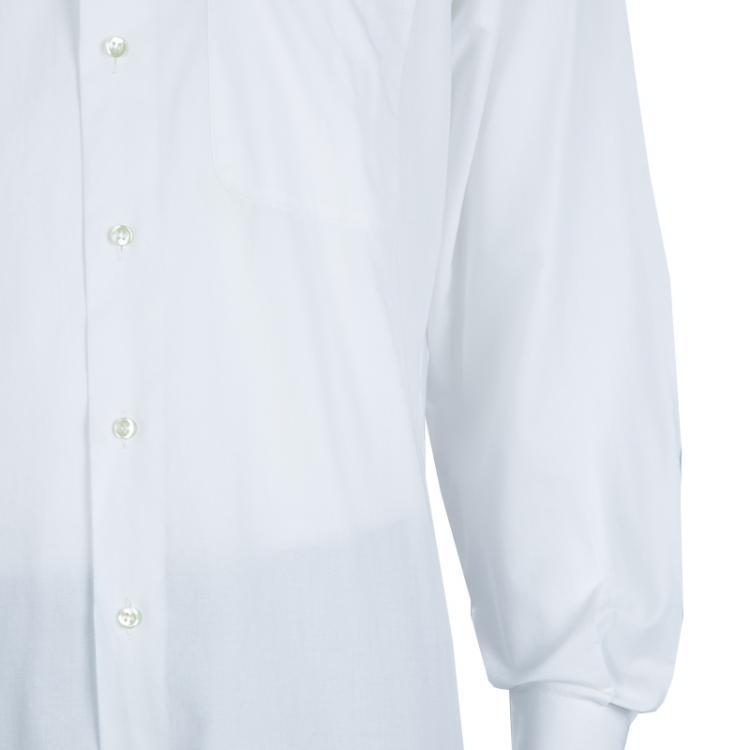 Pre Owned Ermenegildo Zegna White Long Sleeve Buttondown Cotton Shirt L