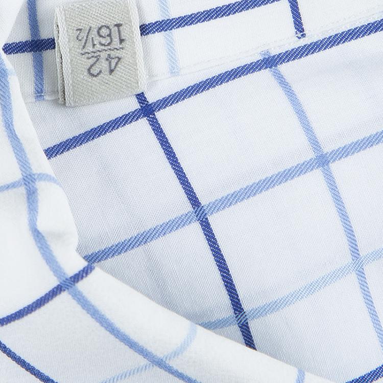 Pre Owned Ermenegildo Zegna White and Blue Checked Long Sleeve Buttondown Cotton Shirt XL