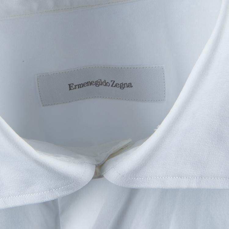Pre Owned Ermenegildo Zegna White Long Sleeve Buttondown Cotton Shirt S