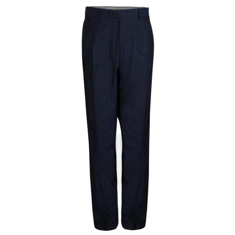 Pre Owned Ermenegildo Zegna Navy Blue Striped Pant Suit L