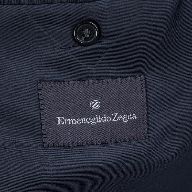 Pre Owned Ermenegildo Zegna Navy Blue Striped Pant Suit L