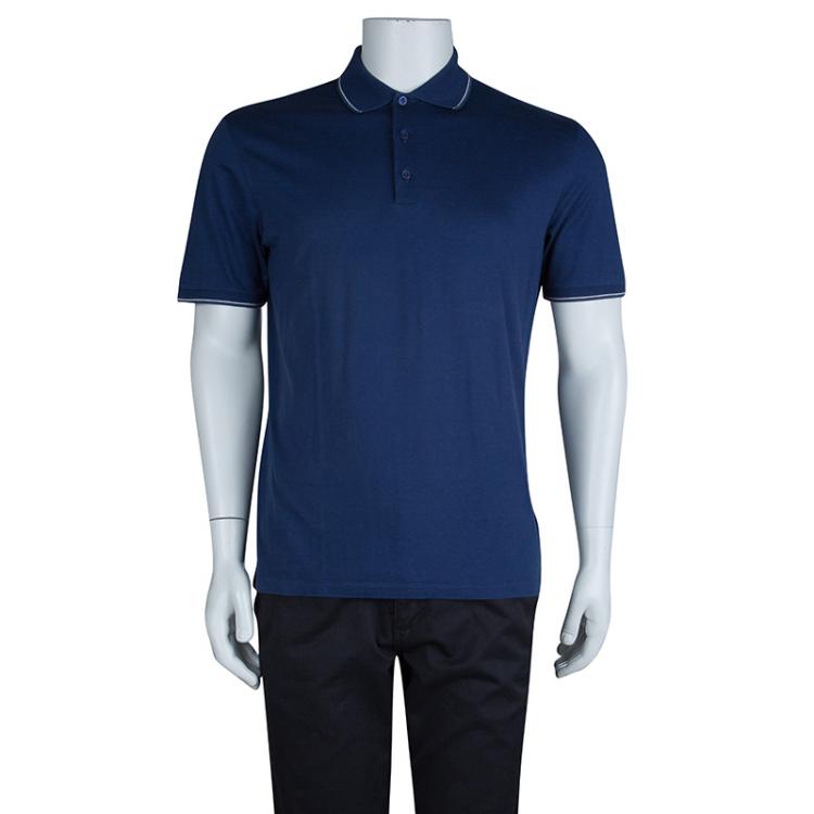 Pre Owned Ermenegildo Zegna Blue Jersey Polo T-Shirt M