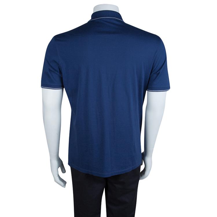 Pre Owned Ermenegildo Zegna Blue Jersey Polo T-Shirt M