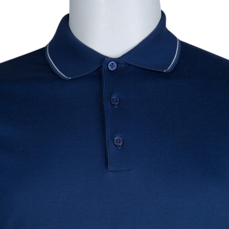 Pre Owned Ermenegildo Zegna Blue Jersey Polo T-Shirt M