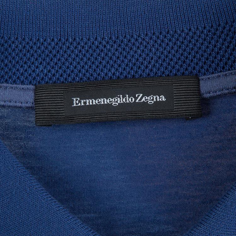 Pre Owned Ermenegildo Zegna Blue Jersey Polo T-Shirt M