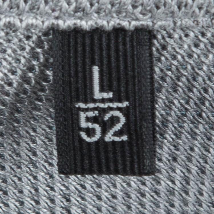 Pre Owned Ermenegildo Zegna Grey Silk Honeycomb Knit Long Sleeve Polo T-Shirt L