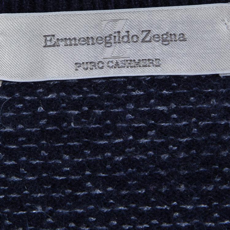 Pre Owned Ermenegildo Zegna Navy Blue Cashmere V-Neck Sweater XL