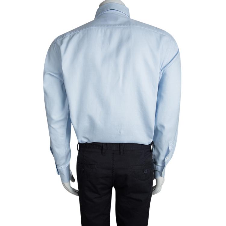 Pre Owned Ermenegildo Zegna Light Blue Button Front Slim Fit Shirt XXL