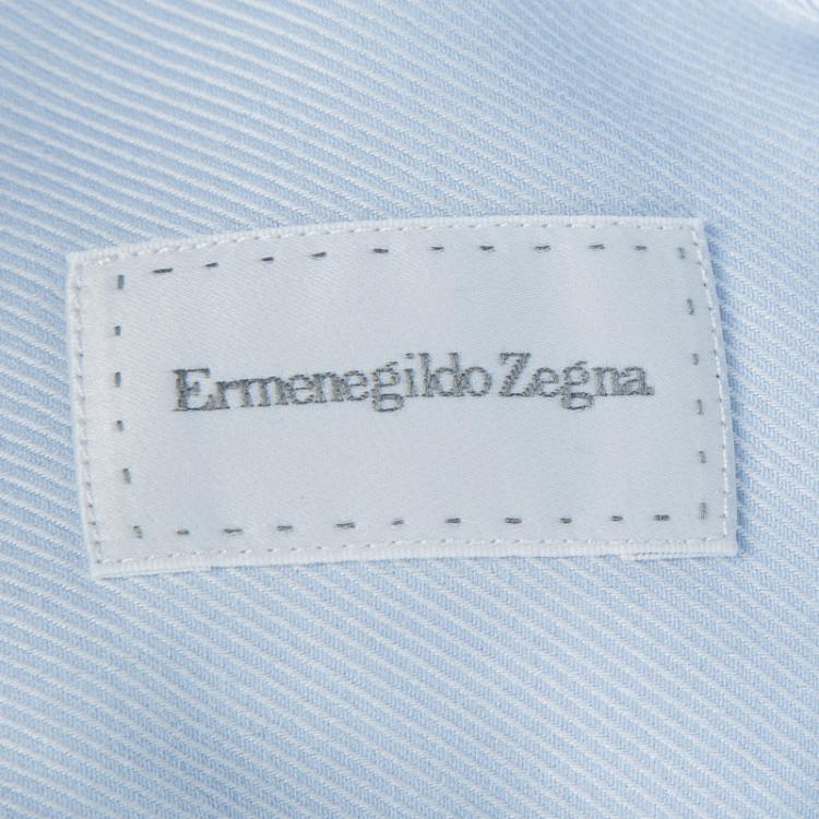 Pre Owned Ermenegildo Zegna Light Blue Button Front Slim Fit Shirt XXL