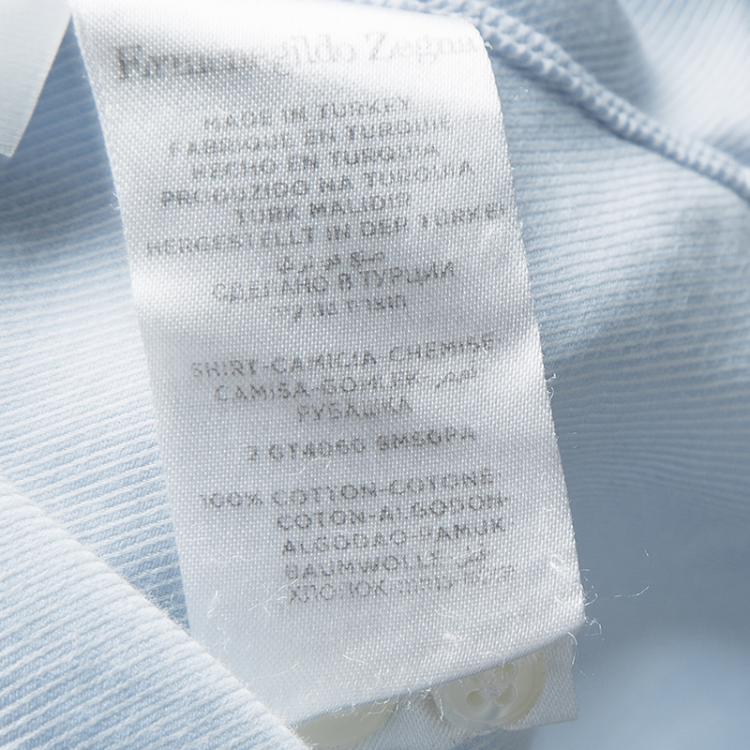 Pre Owned Ermenegildo Zegna Light Blue Button Front Slim Fit Shirt XXL