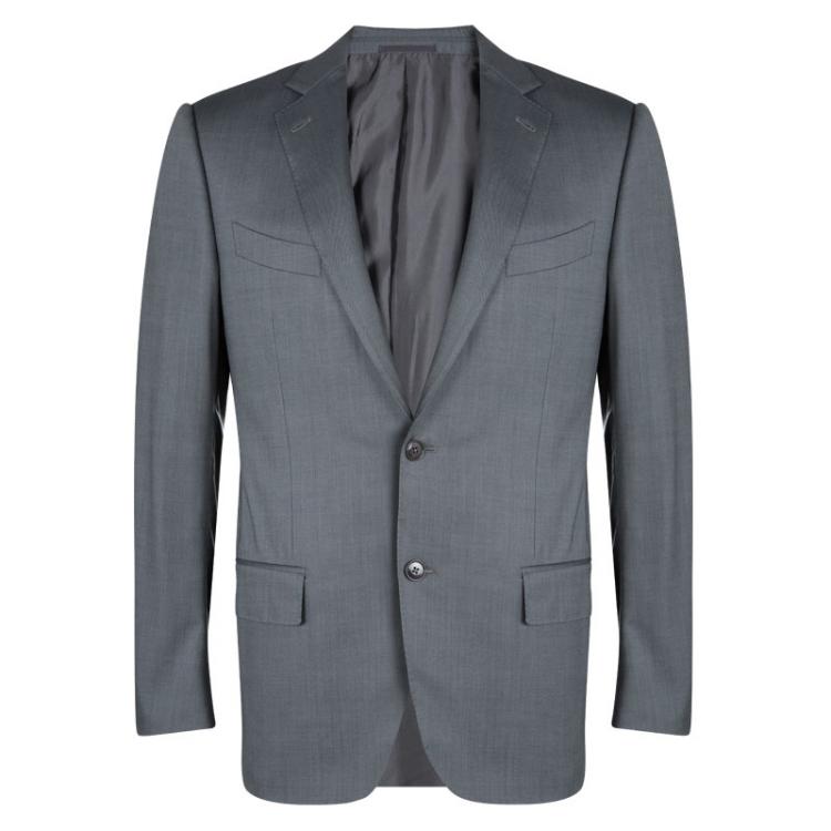 Pre Owned Ermenegildo Zegna Grey Wool High Performance Regular Fit Pant Suit L