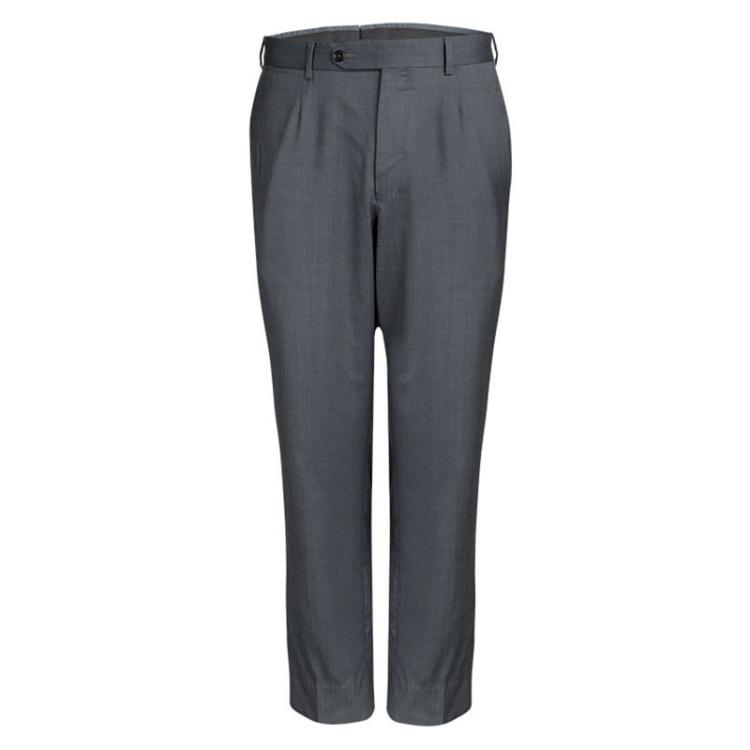 Pre Owned Ermenegildo Zegna Grey Wool High Performance Regular Fit Pant Suit L