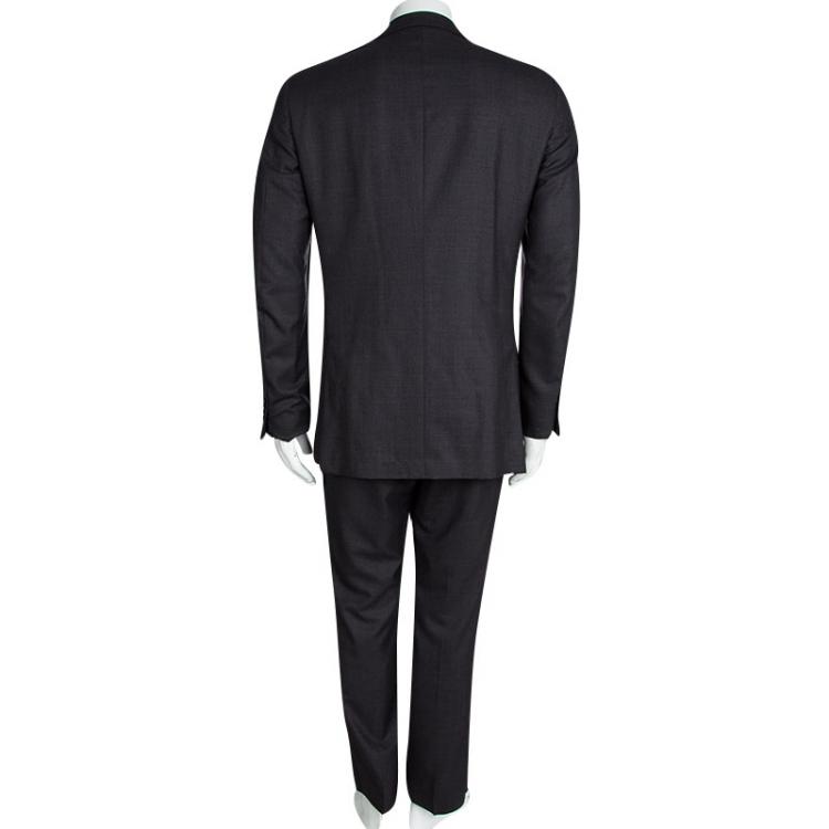 Pre Owned Ermenegildo Zegna Trofeo 600 Grey Wool Striped Pant Suit L