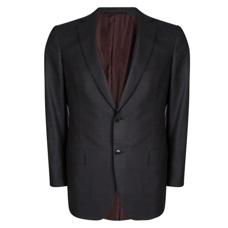 Pre Owned Ermenegildo Zegna Trofeo 600 Grey Wool Striped Pant Suit L