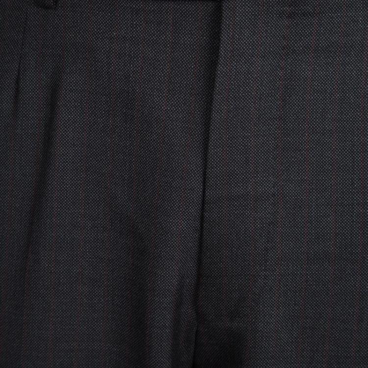 Pre Owned Ermenegildo Zegna Trofeo 600 Grey Wool Striped Pant Suit L