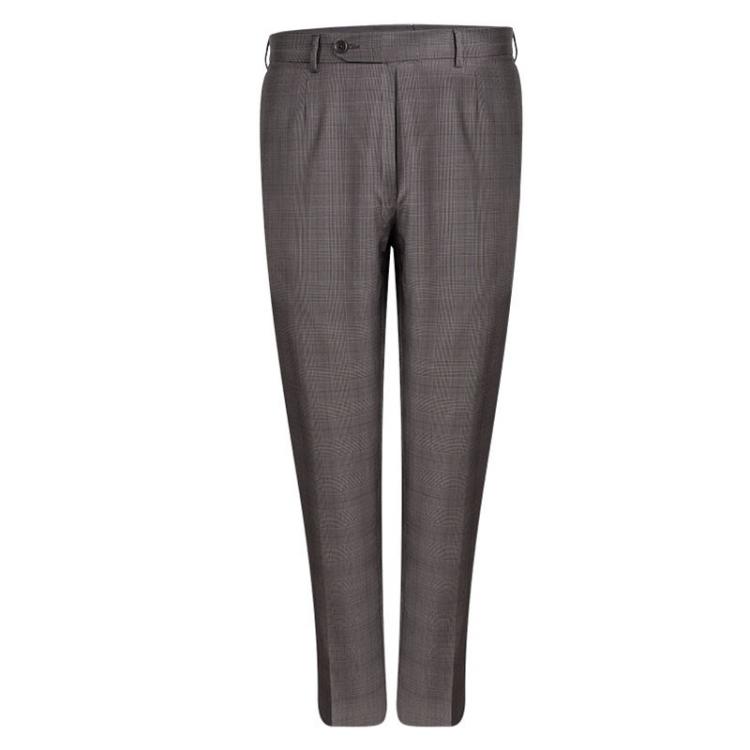 Pre Owned Ermenegildo Zegna Trofeo 600 Brown Wool Tartan Plaid Pant Suit L 