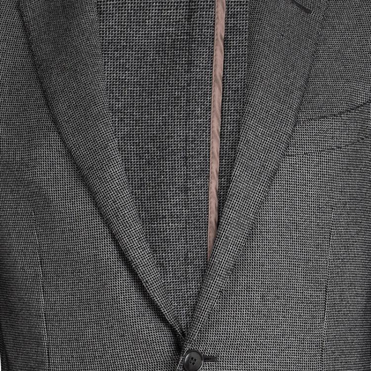 Pre Owned Ermenegildo Zegna Black Patterned Easy Fit Mila Blazer L