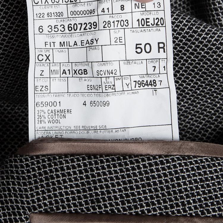 Pre Owned Ermenegildo Zegna Black Patterned Easy Fit Mila Blazer L