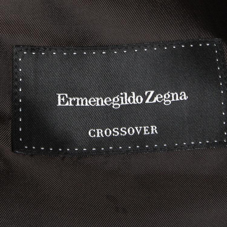 Pre Owned Ermenegildo Zegna Crossover Brown Checked Regular Fit Blazer L