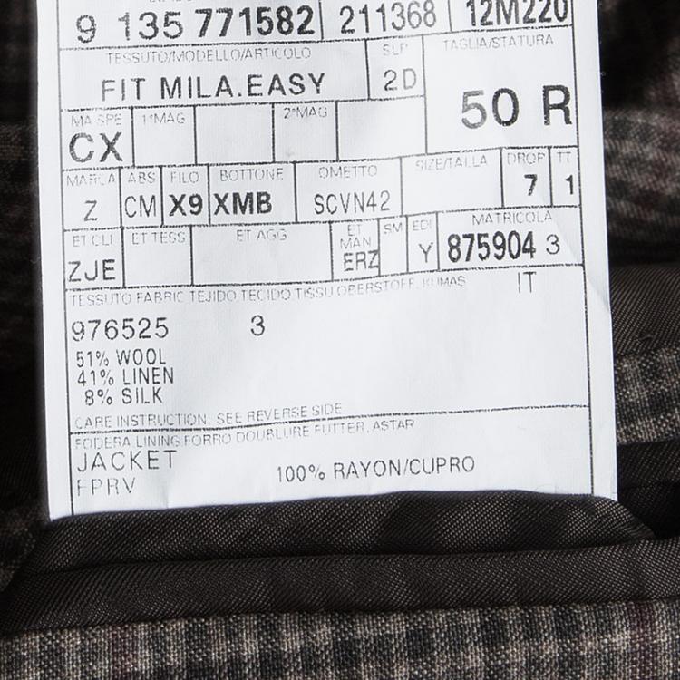 Pre Owned Ermenegildo Zegna Crossover Brown Checked Regular Fit Blazer L