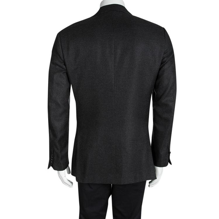 Pre Owned Ermenegildo Zegna Silk Grey Patterned Regular Fit Blazer L