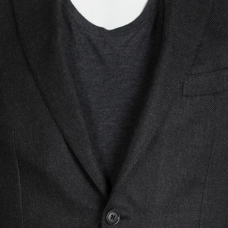 Pre Owned Ermenegildo Zegna Silk Grey Patterned Regular Fit Blazer L