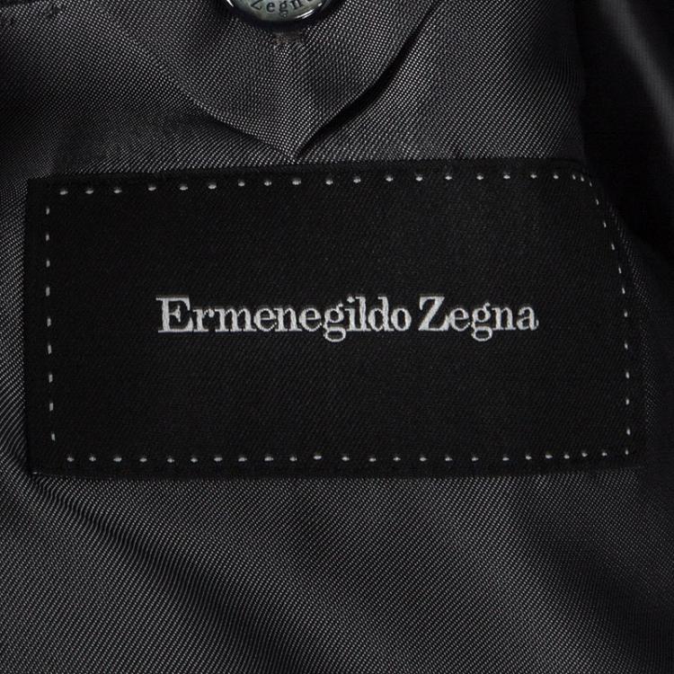 Pre Owned Ermenegildo Zegna Silk Grey Patterned Regular Fit Blazer L