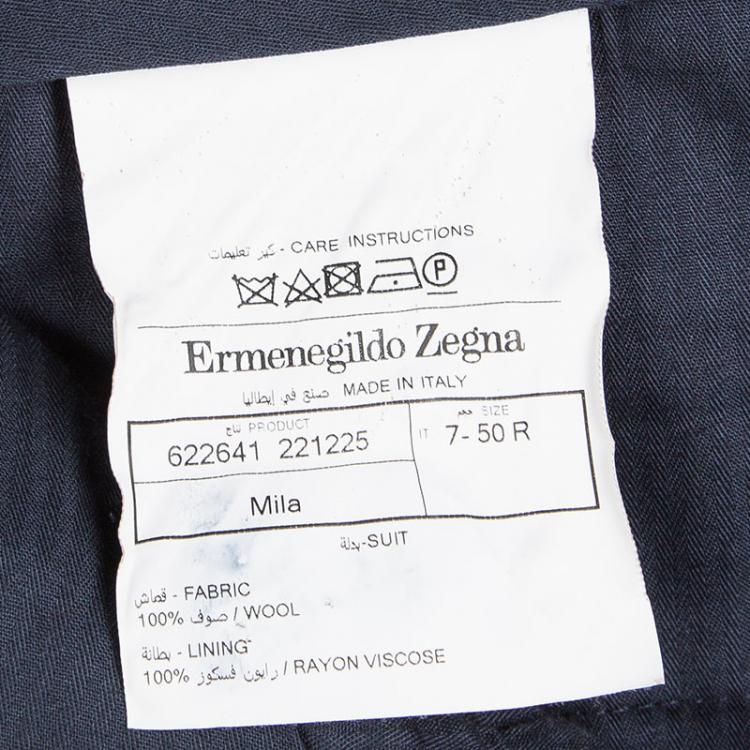 Pre Owned Ermenegildo Zegna Navy Blue Striped Regular Fit Trofeo Pant Suit L