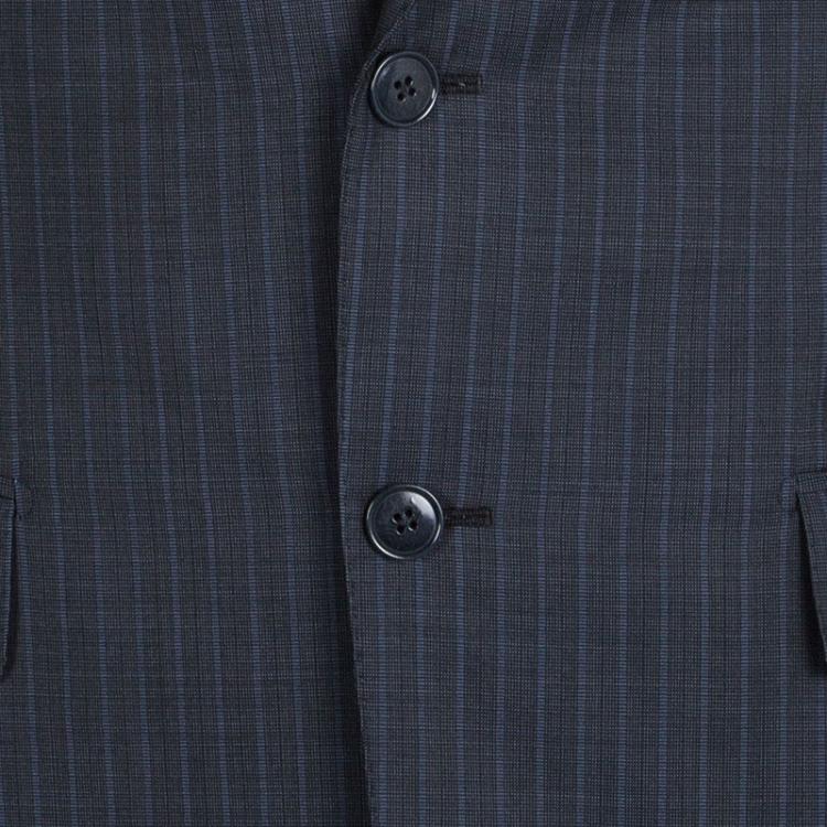 Pre Owned Ermenegildo Zegna Multiseason Navy Blue Striped Wool Regular Fit Mila Suit L