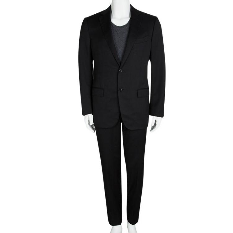 Pre Owned Ermenegildo Zegna Multiseason Black Wool Regular Fit Suit L