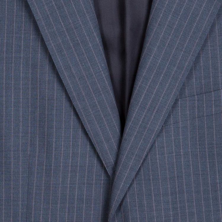 Pre Owned Ermenegildo Zegna Blue Striped Regular Fit Blazer L
