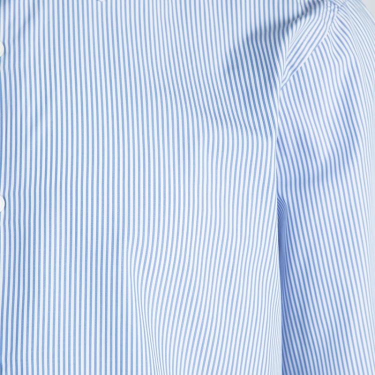 Pre Owned Ermenegildo Zegna Blue and White Striped Cotton Slim Fit Shirt 4XL