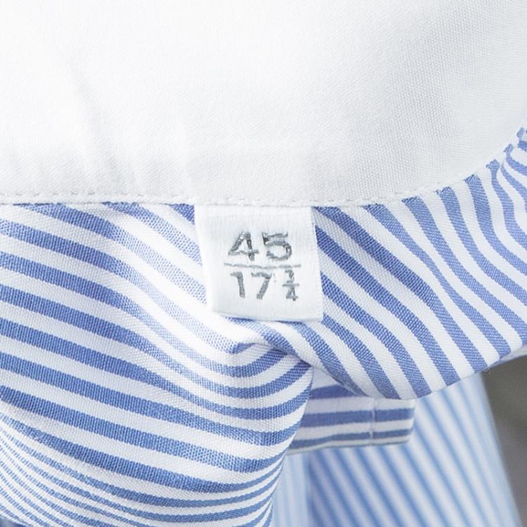 Pre Owned Ermenegildo Zegna Blue and White Striped Cotton Slim Fit Shirt 4XL