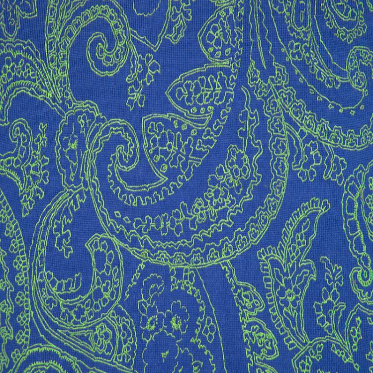 Pre Owned Etro Blue Wool Contrast Print Crew Neck Sweater 2XL