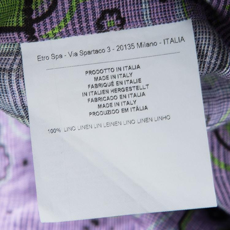 Pre Owned Etro Multicolor Printed Linen Long Sleeve Button Front Shirt 2XL