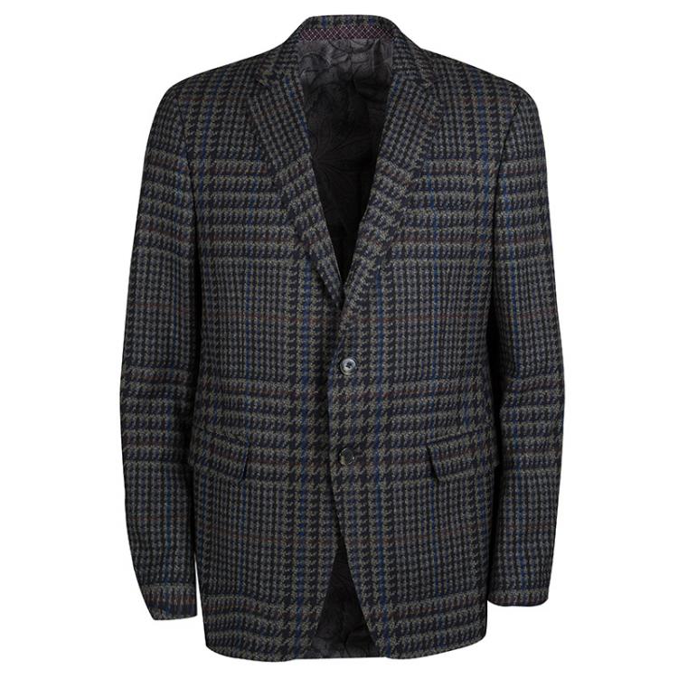 Pre Owned Etro Multicolor Printed Wool Notched Collar Blazer L
