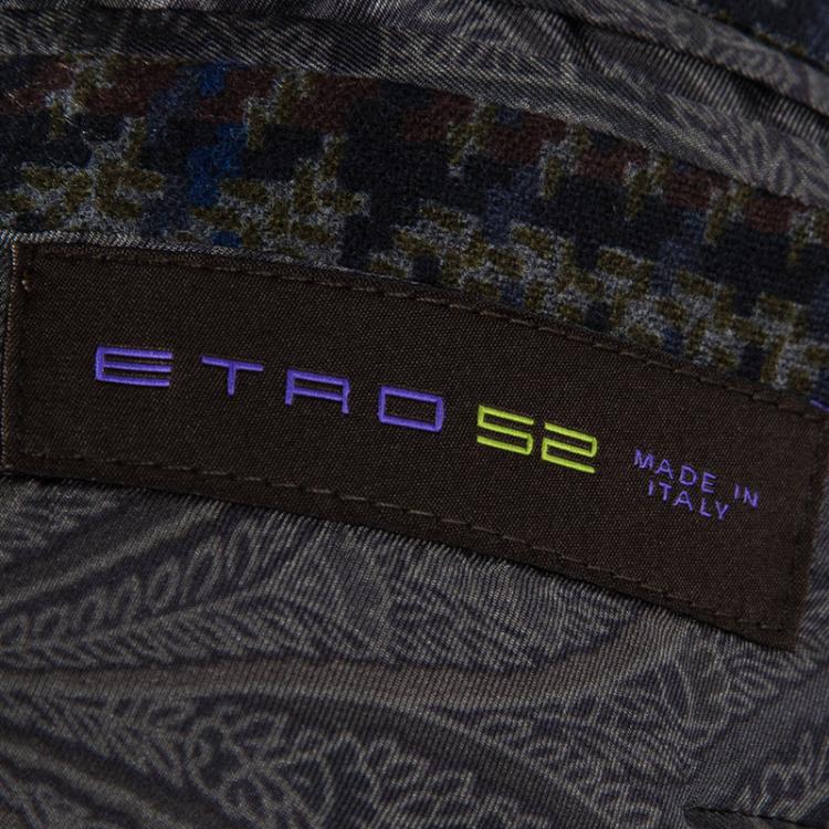 Pre Owned Etro Multicolor Printed Wool Notched Collar Blazer L