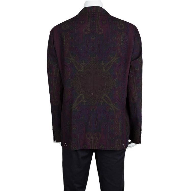 Pre Owned Etro Multicolor Paisley Printed Wool Notched Collar Superleggera Blazer XL