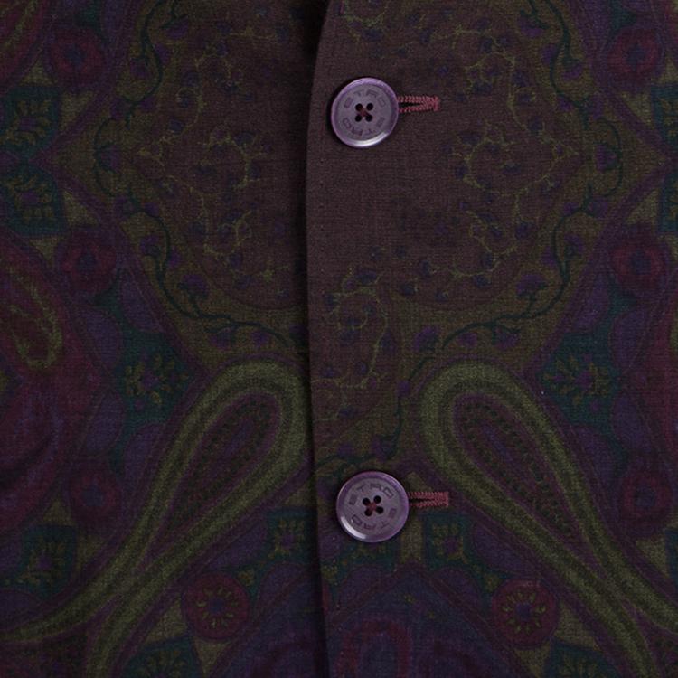 Pre Owned Etro Multicolor Paisley Printed Wool Notched Collar Superleggera Blazer XL