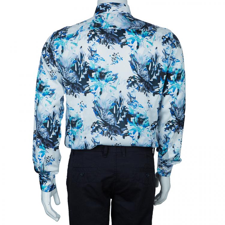 Pre Owned Etro Men's White Floral Print Shirt M