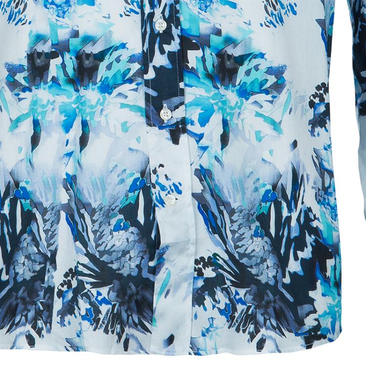 Pre Owned Etro Men's White Floral Print Shirt M