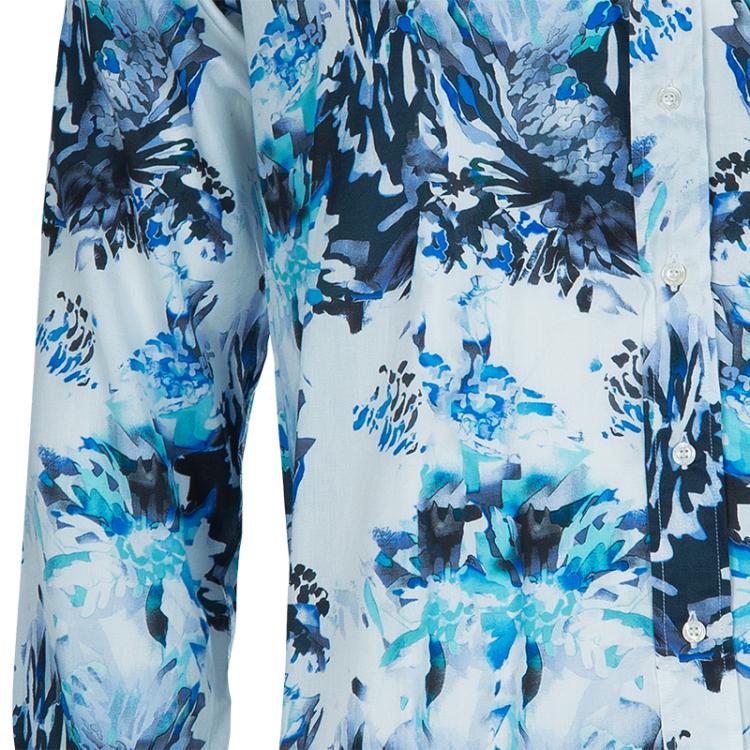 Pre Owned Etro Men's White Floral Print Shirt M