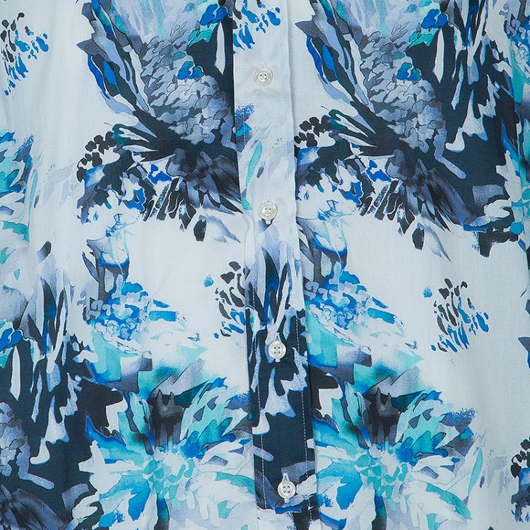 Pre Owned Etro Men's White Floral Print Shirt M