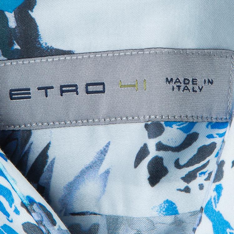 Pre Owned Etro Men's White Floral Print Shirt M
